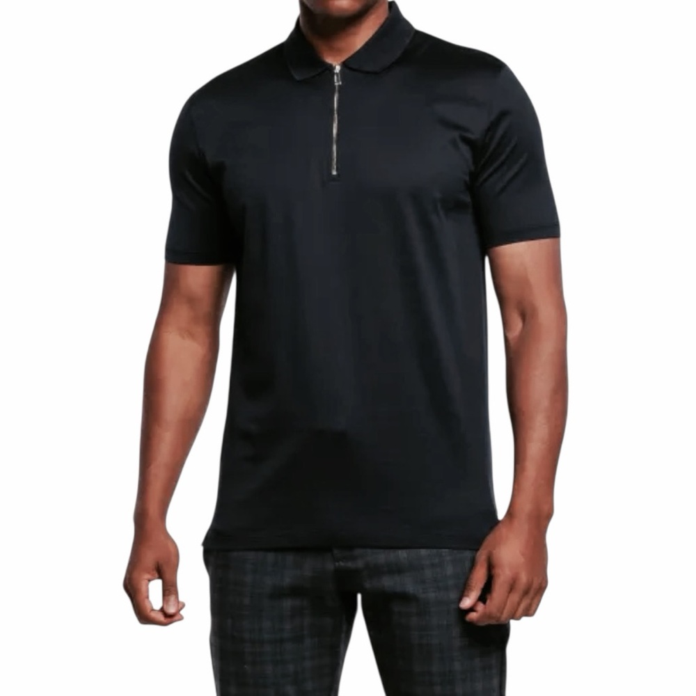 BNWT HUGO Boss Doxton Black Polo Shirt for Men mercerized 100 % cotton Large
